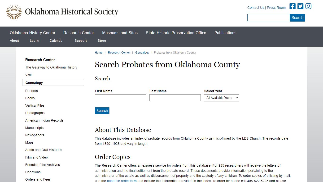 Probate Records | Oklahoma Historical Society